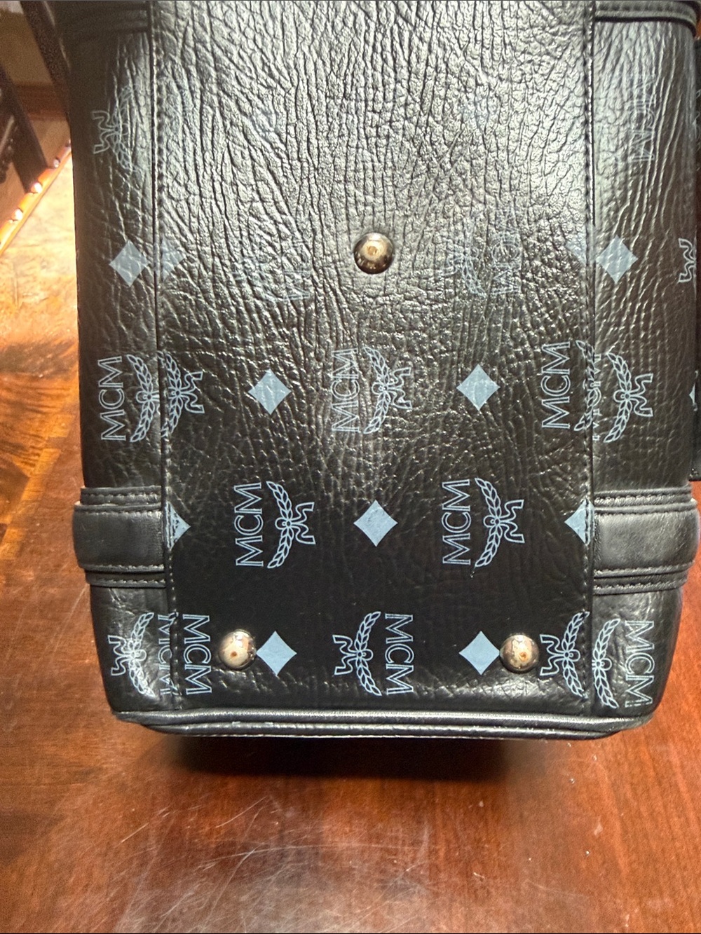 MCM Black Visetos Boston Satchel with Green and Orange M Charm - Picture 7 of 10
